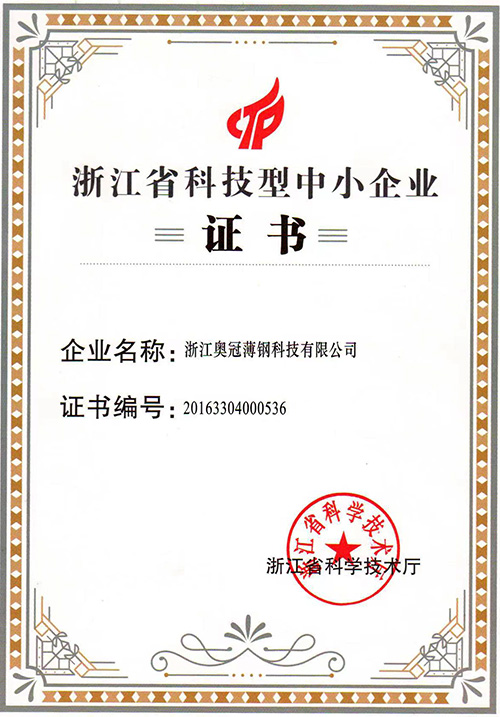 Zhejiang Province Science and Technology Small and Medium Enterprises